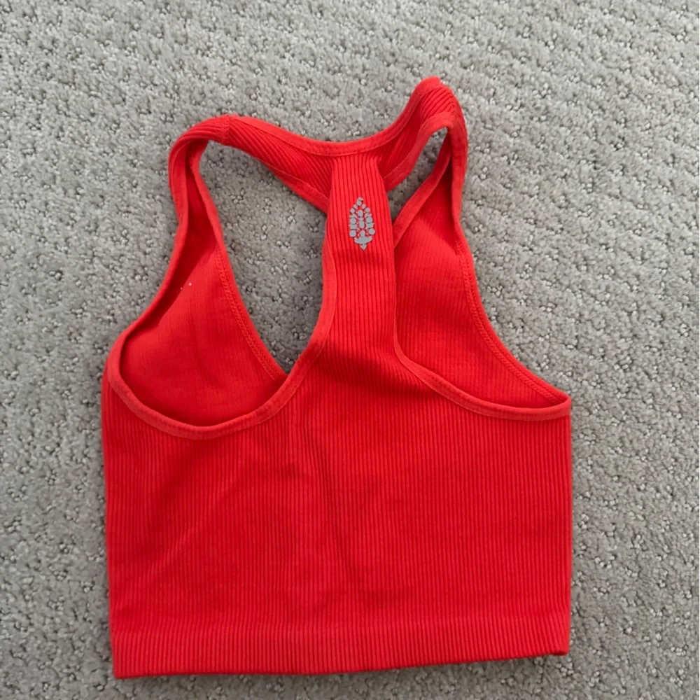 Red Ribbed Crop Top - Picture 2 of 2